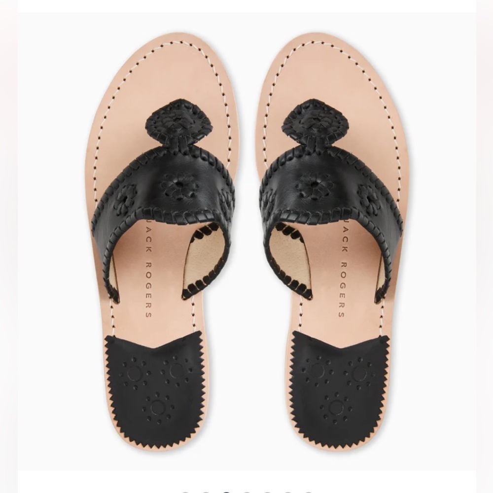 Jack Rogers Black Leather Original Jacks Sandal 9.5